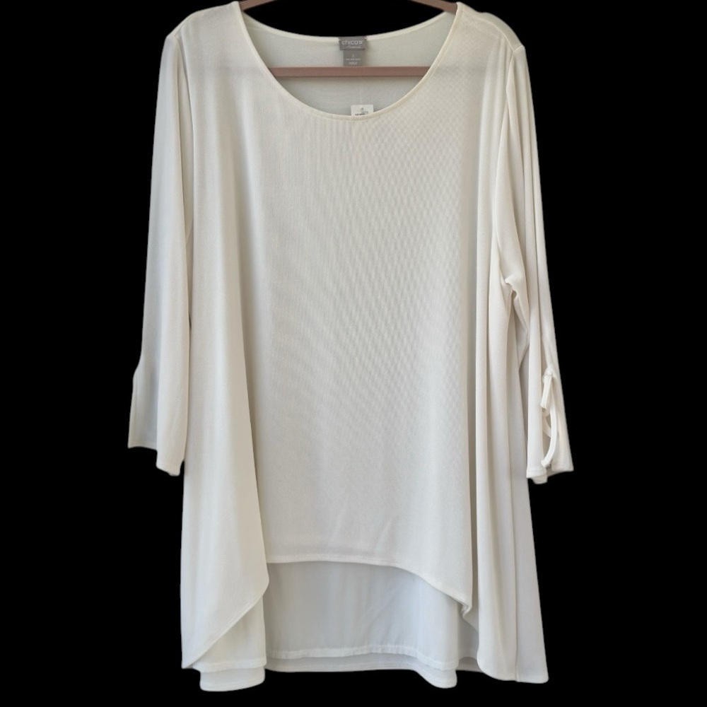 Chico’s Travelers Top with Tie Details Cream 3 16 18
NEW with Tags